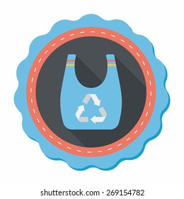 Environmental protection concept flat icon with long shadow,eps10; Recycled shopping bag