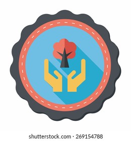 Environmental protection concept flat icon with long shadow,eps10; Protect our forests and ecological plant.