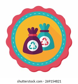 Environmental protection concept flat icon with long shadow,eps10, Doing recycle to protect our environment; recycled garbage