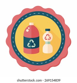 Environmental protection concept flat icon with long shadow,eps10; Recycled water bottle