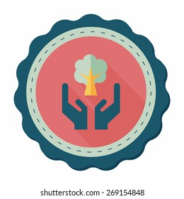 Environmental protection concept flat icon with long shadow,eps10; Protect our forests and ecological plant.