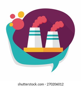 Environmental protection concept flat icon with long shadow,eps10; The factory do well on emission to not pollute the air and environment