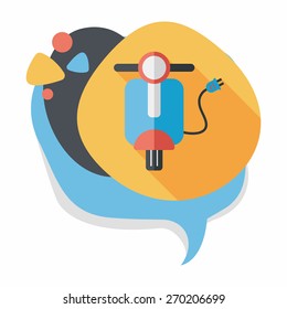 Environmental protection concept flat icon with long shadow,eps10; Reduce riding a motorcycle, reduce air pollution; Electric Motorcycles