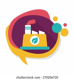 Environmental protection concept flat icon with long shadow,eps10; The factory do well on emission to not pollute the air and environment