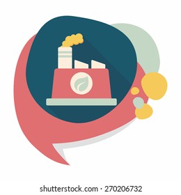 Environmental protection concept flat icon with long shadow,eps10; The factory do well on emission to not pollute the air and environment
