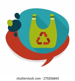 Environmental protection concept flat icon with long shadow,eps10; Recycled shopping bag