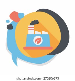 Environmental protection concept flat icon with long shadow,eps10; The factory do well on emission to not pollute the air and environment