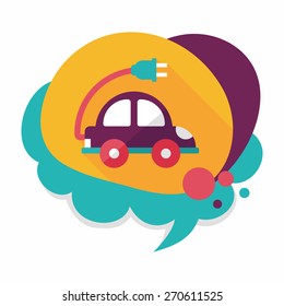 Environmental protection concept flat icon with long shadow,eps10; Reduce the use of gasoline, reduce air pollution; Electric Car