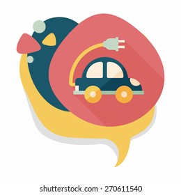 Environmental protection concept flat icon with long shadow,eps10; Reduce the use of gasoline, reduce air pollution; Electric Car
