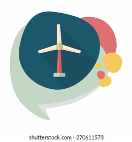 Environmental protection concept flat icon with long shadow,eps10; wind energy; saving energy; renewable energy