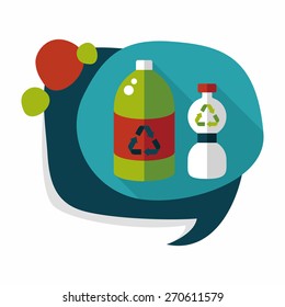 Environmental protection concept flat icon with long shadow,eps10; Recycled water bottle