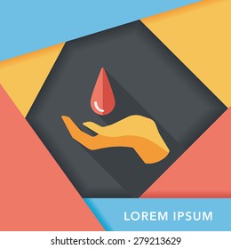 Environmental protection concept flat icon with long shadow,eps10; Conserve water, protect the environment.