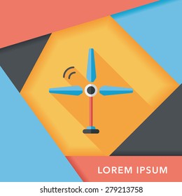 Environmental protection concept flat icon with long shadow,eps10; wind energy; saving energy; renewable energy