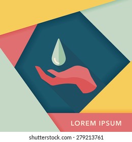 Environmental protection concept flat icon with long shadow,eps10; Conserve water, protect the environment.