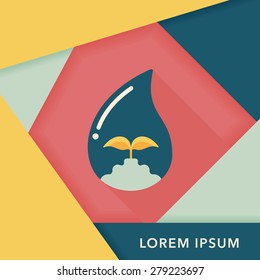 Environmental protection concept flat icon with long shadow,eps10; Conserve water, protect the environment.