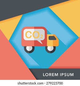Environmental protection concept flat icon with long shadow,eps10; Reduce the use of gasoline, reduce air pollution