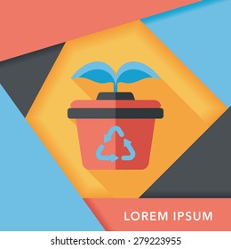 Environmental protection concept flat icon with long shadow,eps10; Protect our forests and ecological plant.