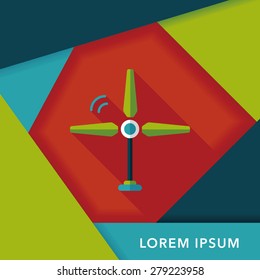 Environmental protection concept flat icon with long shadow,eps10; wind energy; saving energy; renewable energy
