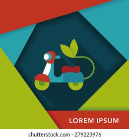 Environmental protection concept flat icon with long shadow,eps10; Reduce riding a motorcycle, reduce air pollution