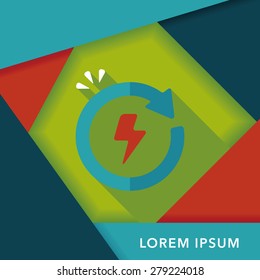 Environmental protection concept flat icon with long shadow,eps10; Renewable energy; Recycled energy