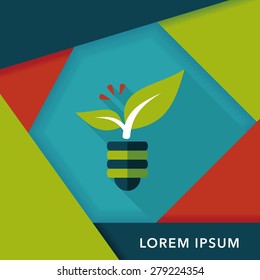 Environmental protection concept flat icon with long shadow,eps10; Saving energy, turning off lights