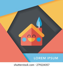 Environmental protection concept flat icon with long shadow,eps10; greenhouses; green house