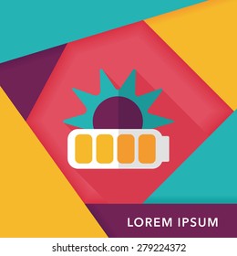 Environmental protection concept flat icon with long shadow,eps10; solar energy; saving energy