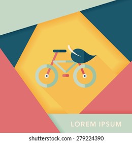 Environmental protection concept flat icon with long shadow,eps10; More cycling to reduce emissions