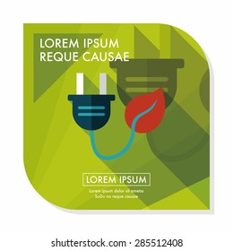 Environmental protection concept flat icon with long shadow,eps10; Saving energy, turning off lights