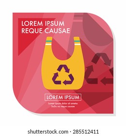 Environmental protection concept flat icon with long shadow,eps10; Recycled shopping bag