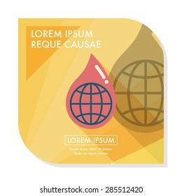 Environmental protection concept flat icon with long shadow,eps10; Conserve water, protect the environment.