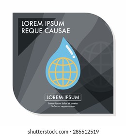 Environmental protection concept flat icon with long shadow,eps10; Conserve water, protect the environment.