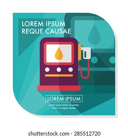 Environmental protection concept flat icon with long shadow,eps10; Reduce the use of gasoline, reduce air pollution