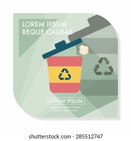 Environmental protection concept flat icon with long shadow,eps10, Doing recycle to protect our environment; recycled garbage