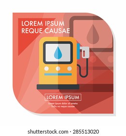 Environmental protection concept flat icon with long shadow,eps10; Reduce the use of gasoline, reduce air pollution