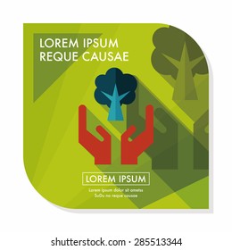 Environmental protection concept flat icon with long shadow,eps10; Protect our forests and ecological plant.