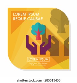 Environmental protection concept flat icon with long shadow,eps10; Protect our forests and ecological plant.