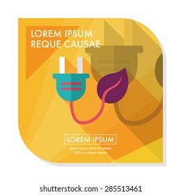 Environmental protection concept flat icon with long shadow,eps10; Saving energy, turning off lights