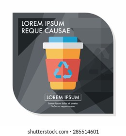 Environmental protection concept flat icon with long shadow,eps10; Recycled water bottle