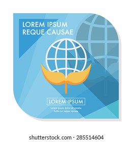 Environmental protection concept flat icon with long shadow,eps10; Protect our environment, protect our planet