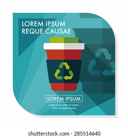 Environmental protection concept flat icon with long shadow,eps10; Recycled water bottle