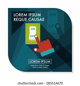 Environmental protection concept flat icon with long shadow,eps10; Saving energy, turning off lights