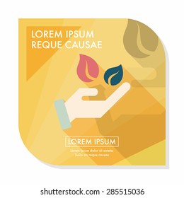 Environmental protection concept flat icon with long shadow,eps10; Sincerely protect our environment; saving energy to protect our home