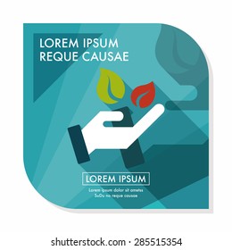 Environmental protection concept flat icon with long shadow,eps10; Sincerely protect our environment; saving energy to protect our home