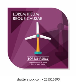 Environmental protection concept flat icon with long shadow,eps10; wind energy; saving energy; renewable energy