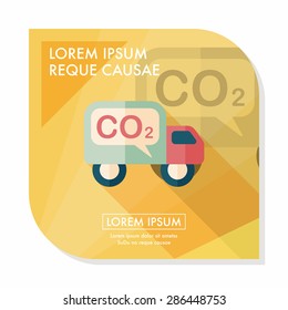 Environmental protection concept flat icon with long shadow,eps10; Reduce the use of gasoline, reduce air pollution