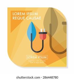 Environmental protection concept flat icon with long shadow,eps10; Saving energy to protect our environment