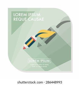 Environmental protection concept flat icon with long shadow,eps10; Decomposable pencil; Environmentally friendly materials pencil