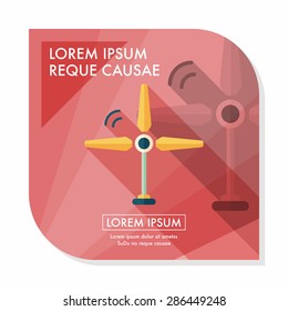 Environmental protection concept flat icon with long shadow,eps10; wind energy; saving energy; renewable energy