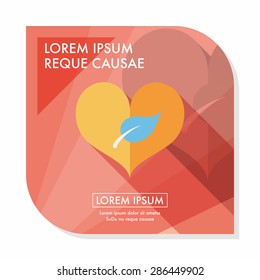 Environmental protection concept flat icon with long shadow,eps10; Sincerely protect our environment; heart concept